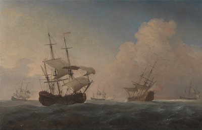 English Warships Heeling in the Breeze Offshore by Willem van de Velde the Younger